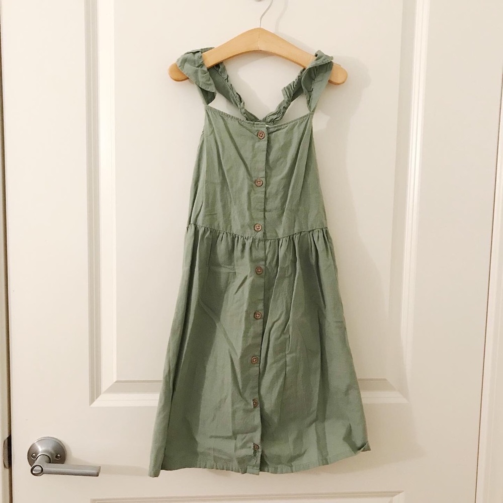 H&M sage green cotton blend dress